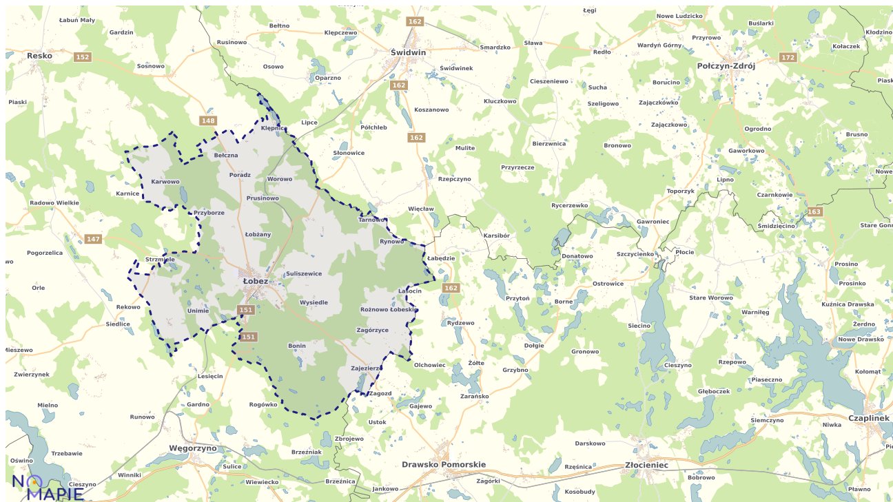Mapa obszarów ochrony przyrody Łobza