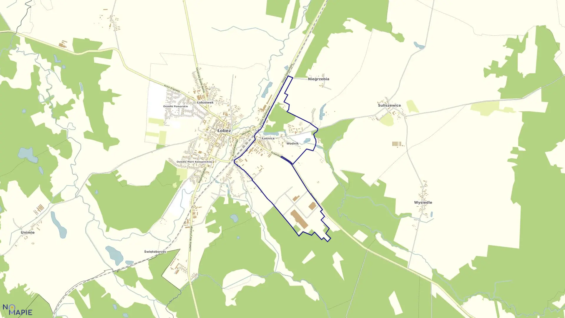 Mapa obrębu Miasto Łobez obręb 0003 w gminie Łobez