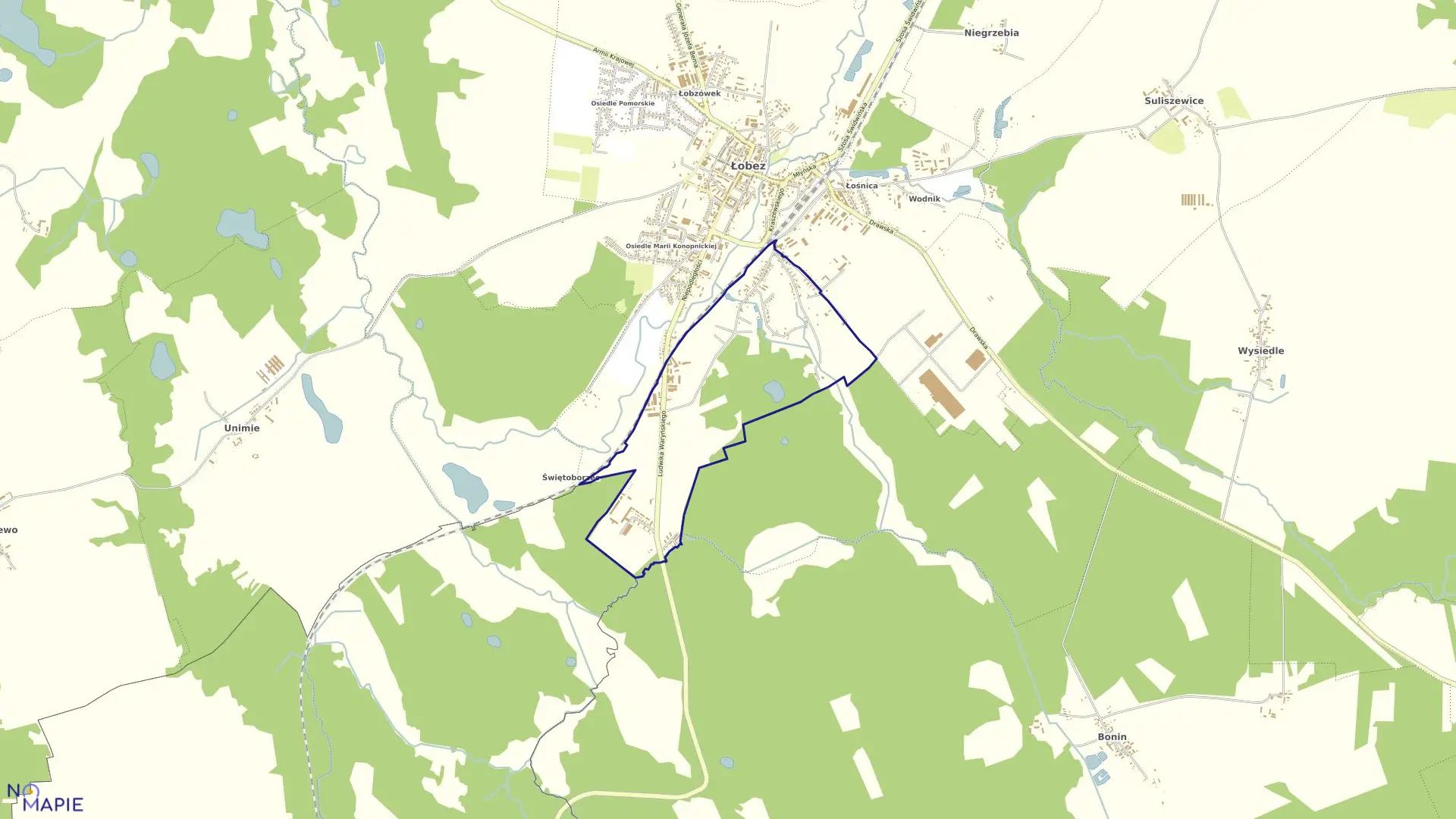 Mapa obrębu Miasto Łobez obręb 0004 w gminie Łobez