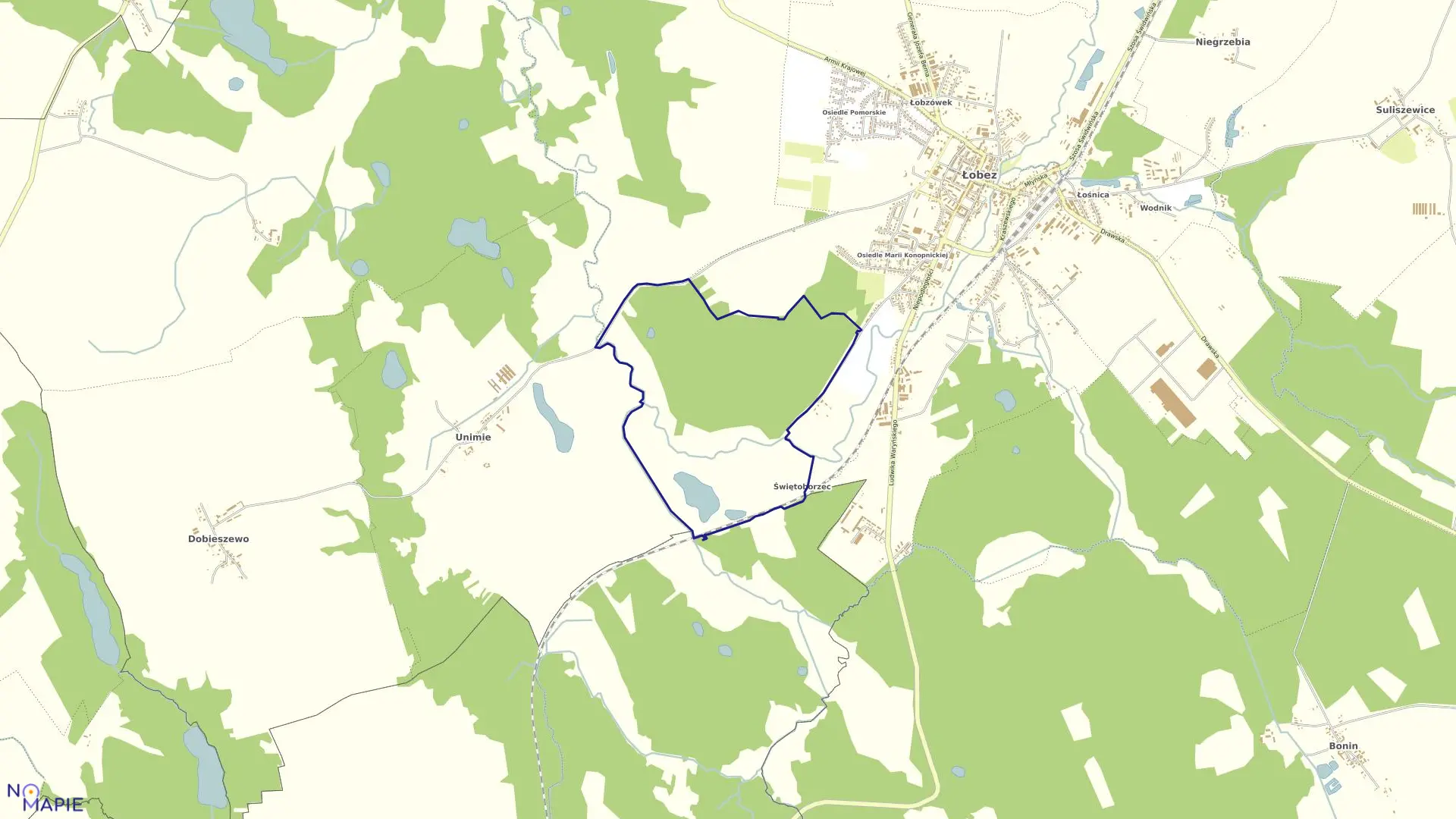 Mapa obrębu Miasto Łobez obręb 0005 w gminie Łobez